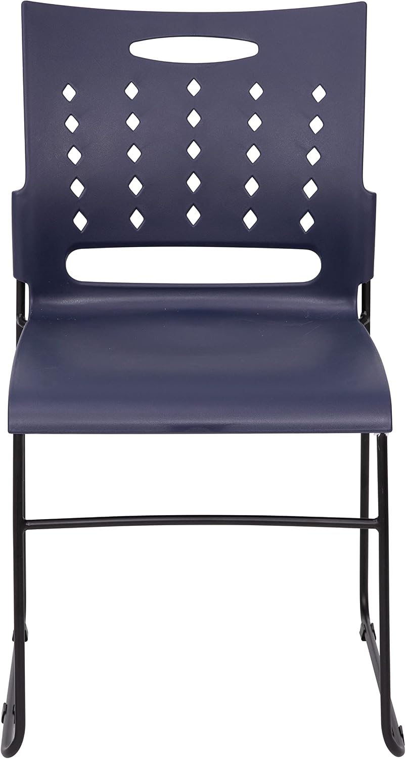 Flash Furniture HERCULES Series 881 lb. Capacity Navy Sled Base Stack Chairs with Air-Vent Back, Set of 5