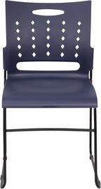 Flash Furniture HERCULES Series 881 lb. Capacity Navy Sled Base Stack Chairs with Air-Vent Back, Set of 5