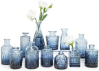 SUPMIND Glass Bud Vase Set of 12, Small Blue Flower Vases for Centerpieces in Bulk, Mini Vintage Vase for Wedding, Home,Table Decoration
