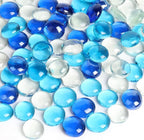FUTUREPLUSX 5 Lb Flat Glass Marbles, 500PCS Blue Mixed Color Flat Gems Decorative Glass Stones Vase Filler Beads Table Scatter Decor