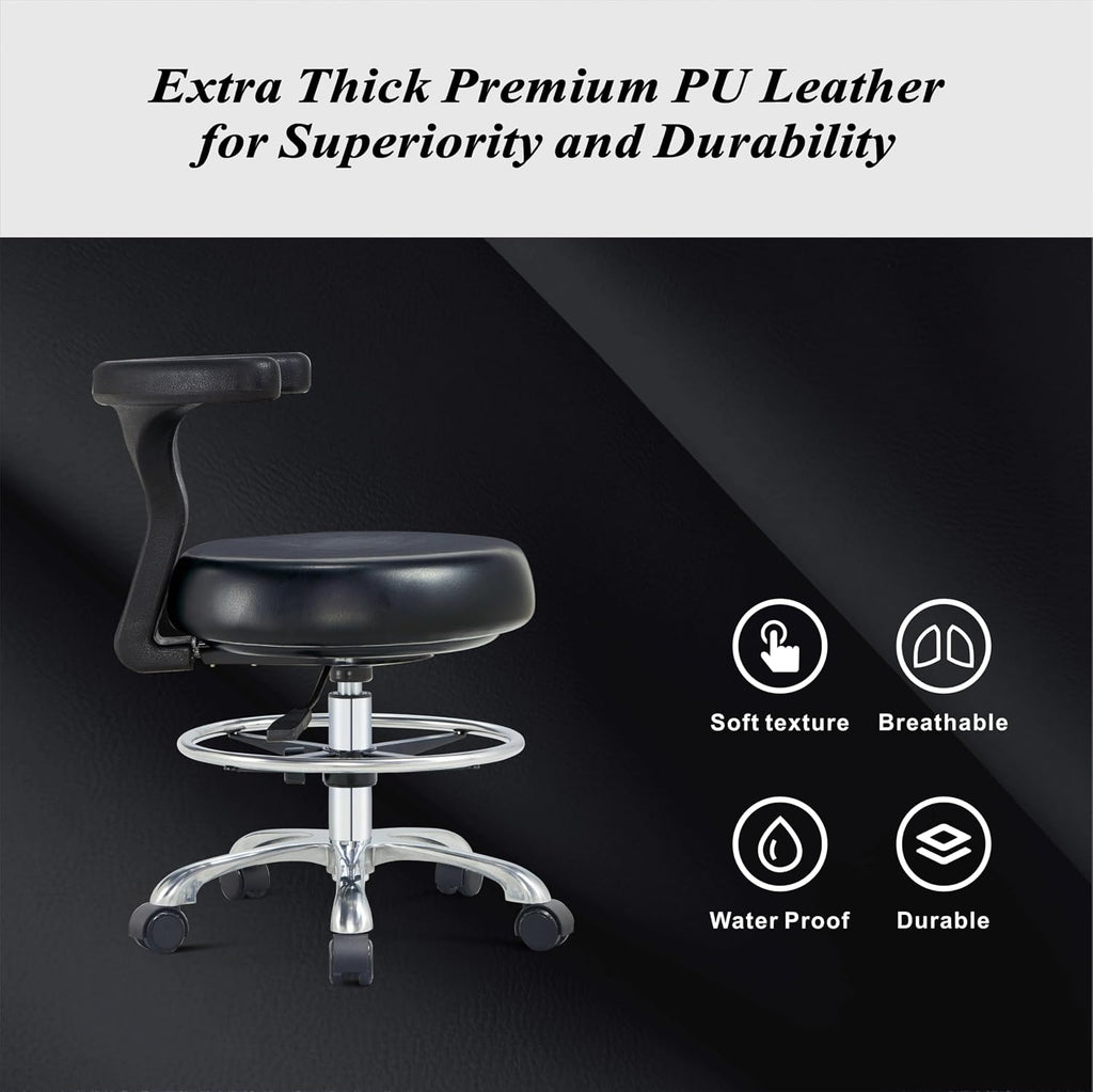 Ergonomic Home Office Desk Chair - Adjustable Task Chair with Lumbar Support, Foot Ring and Rolling casters for Computer,Hospital,Clinic,Dental Hygienist