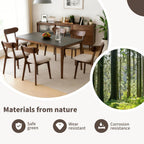 Mid Century Modern Walnut Dining Chair – FAS-Grade Oak Frame, Single Solid Wood Armless Side Chair, Heavy Duty 400 lbs Commercial Grade, Curved Back & Upholstered Seat for Kitchen, Cafe, Restaurant