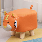 s Footstool Shoe Changing Stool Foot Rest Ottoman Stool for Nursery Living Room Playroom, Orange Tiger