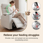 FiveWillowise 360° Rocker Recliner Chair with Adjustable Armrest&Headrest | Oversized Manual Nursery Glider with Cup Holder,Swivel Rocking Chairs for Breastfeeding,Living Room,Bedroom,Beige