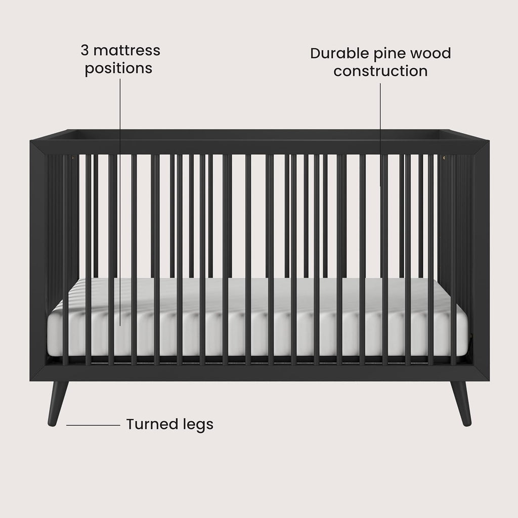 Child Craft Cranbrook 3-Piece Nursery Set, Includes 4-in-1 Convertible Crib, Dresser and Chest, Crib Grows with Your Baby (Ebony)