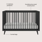 Child Craft Cranbrook 3-Piece Nursery Set, Includes 4-in-1 Convertible Crib, Dresser and Chest, Crib Grows with Your Baby (Ebony)