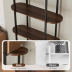 Airynee 69'' Tall Bookshelf, 4-Tier Fluted Bookshelf, Storage Cabinet with Sliding Tambour Doors, Modern Bookcase with Adjustable Footpad & Metal Frame, for Living Room Home Office, Walnut