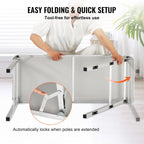VEVOR Folding Portable Bar Table, Tradeshow Podium Table for Indoor, Outdoor, Party, Picnic, Exhibition, Includes Carrying Case, Storage Shelf and Black Skirt, 38.39" x 15.16" x 34.25"