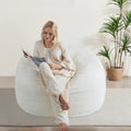 WSOFRLAC 3FT Bean Bag Chair, Comfy Bean Bag Chairs for Adults, Luxury Velvet Memory Foam Stuffed Beans Bags with Removable Cover, Adult Beanbag Chair with Filler for Living Room, Bedroom, Cream White