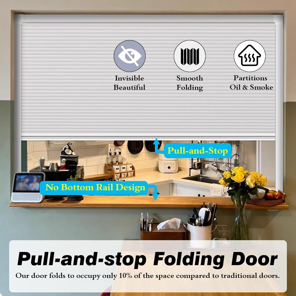 Honeycomb Folding Door - Custom Size Room Divider Pass Through Serving Hatch Panel Retractable Gate for Home Bar Studio Apartment