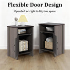 leovanni Farmhouse Nightstand Set of 2, Barn Door with Storage Shelf Rustic Wood Bedside Table, End Side Tables for Living Room, Bedroom, Office, Grey