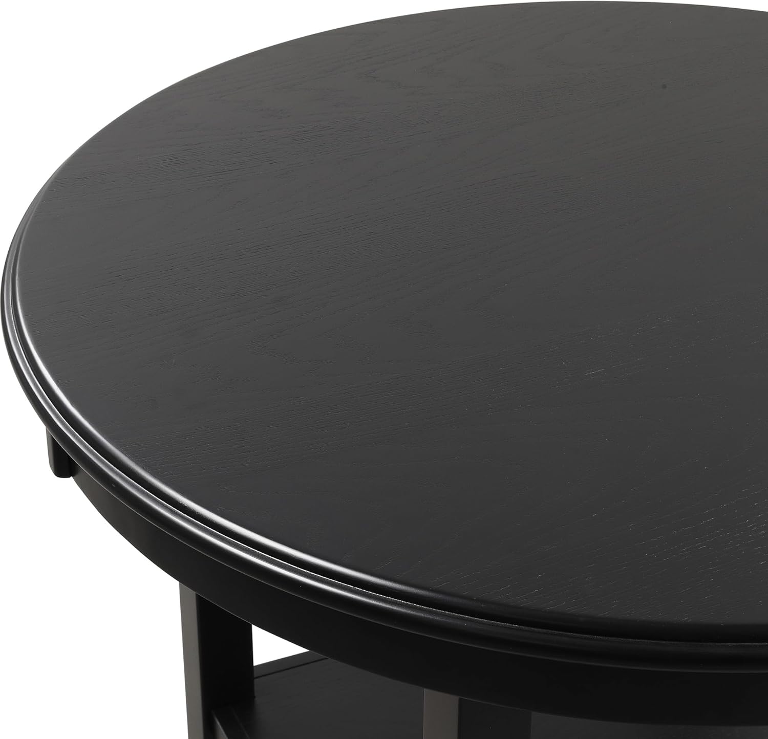 SogesHome Solid Wood Round End Table with Storage Shelf, Heavy Duty Small Kitchen Table for 2-4 People, Rustic Modern Space Saving Side Desk for Living Room, Bedroom, Kitchen, Office, Hallway