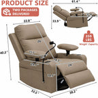 Power Glider Chair for Nursery Rocker, Electric Swivel Recliner Rocking Chair with Height-Adjustable Armrests, Rocker Glider Recliner with Cup & Blanket Holders, USB, Remote Control (Brown, 1)
