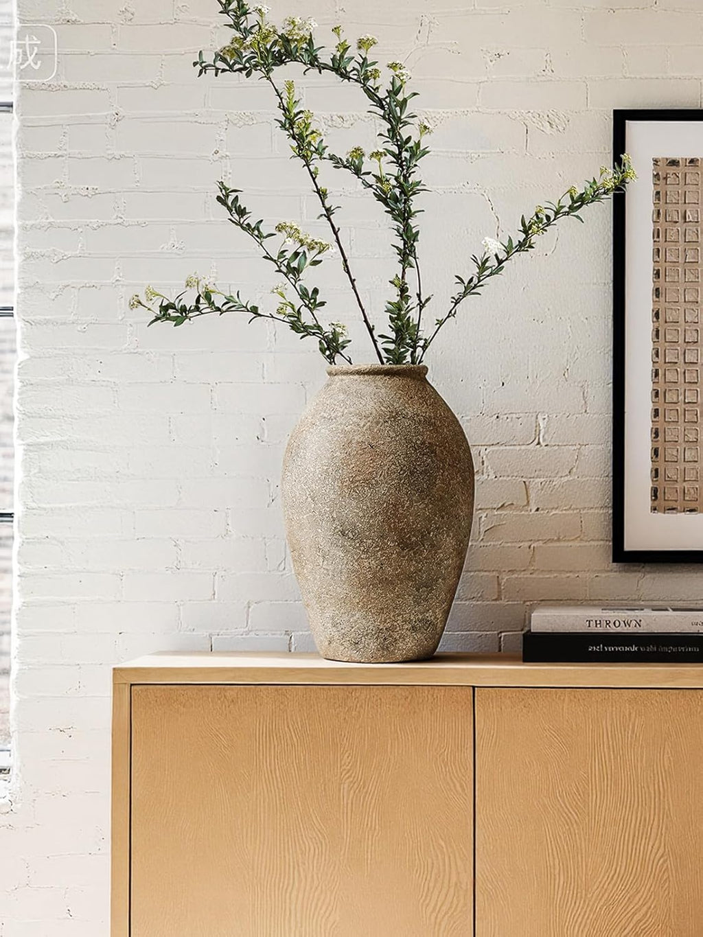 LE TAUCI Ceramic Flower Vase, 13.2 Inch Large Rustic Farmhouse Vase, Tall Floor Vase for Home Decor, Living Room Table & Mantel Centerpiece, Watertight & Sturdy, Sandstone Brown