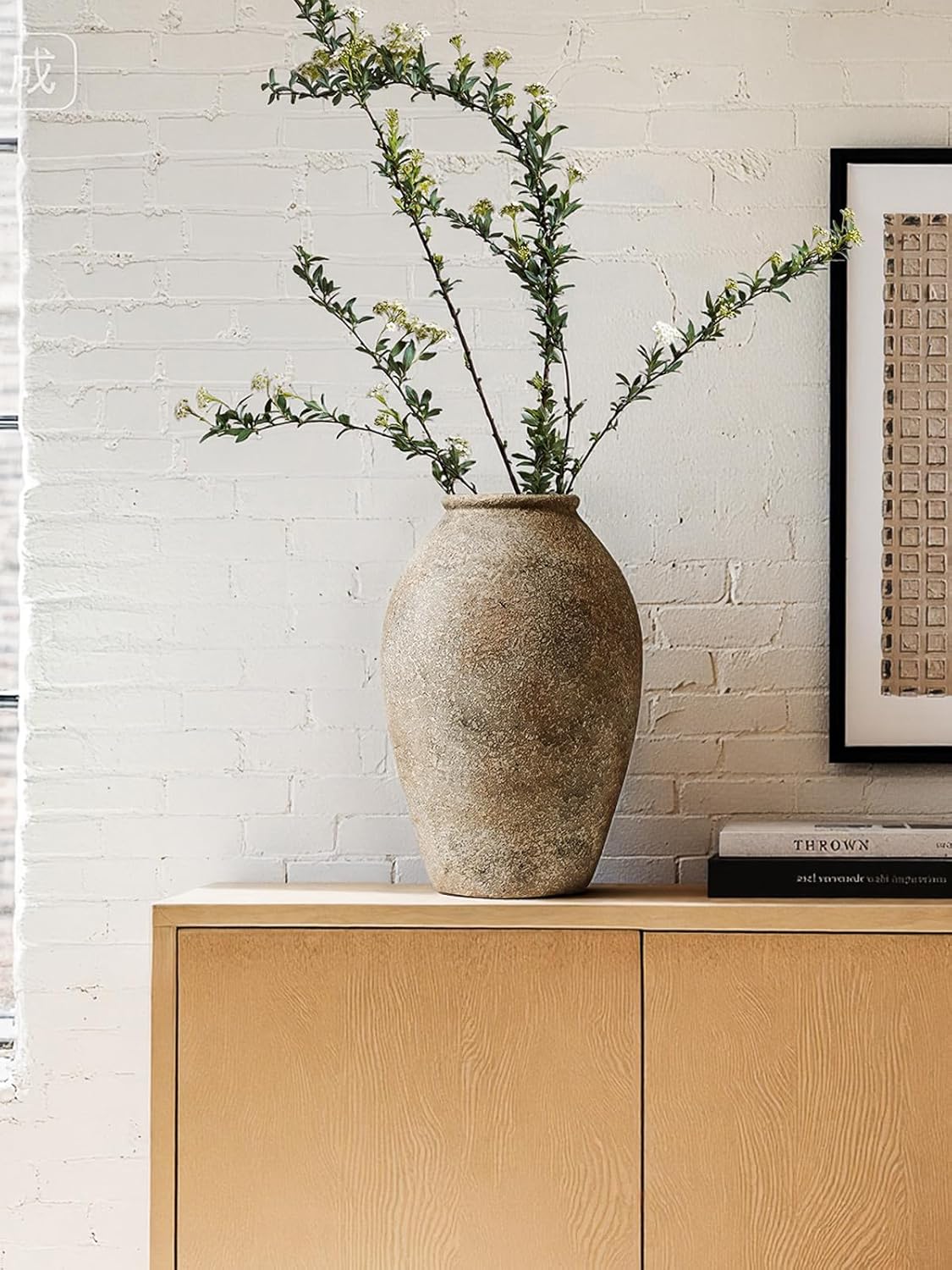 LE TAUCI Ceramic Flower Vase, 13.2 Inch Large Rustic Farmhouse Vase, Tall Floor Vase for Home Decor, Living Room Table & Mantel Centerpiece, Watertight & Sturdy, Sandstone Brown