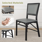 VECELO Folding Chairs Set of 4 with Cushion, Foldable Padded Seats with Heavy Duty Metal Frame for Kitchen/Dining/Living Room, No Assembly & Space Saving Design, Grey