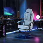Sweetcrispy Video Game Chair: High Back Ergonomic Computer Desk Chair with Footrest & Lumbar Support, Height Adjustable with Linkage Armrests and Headrest, 360° Swivel Wheels, Blue