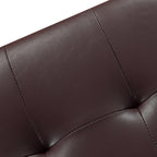 Upholstered Storage Ottoman with Hinged Lid, 23.6-Inch Faux Leather Tufted Cube Ottoman for the Living Room and Bedroom, Coffee Brown