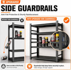 Upgrade 72" H Garage Shelving Unit, 3500LBS Heavy Duty 5-Tier Metal Storage Shelves with Anti-Fall Rails, Adjustable Industrial Steel Rack, Pantry Kitchen Basement Warehouse