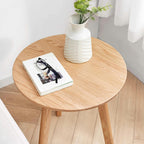 Knocbel Accent Solid Wood Small Round End Table Living Room Sofa Couch Side Snack Table with Legs, Easy Assembly (Natural)