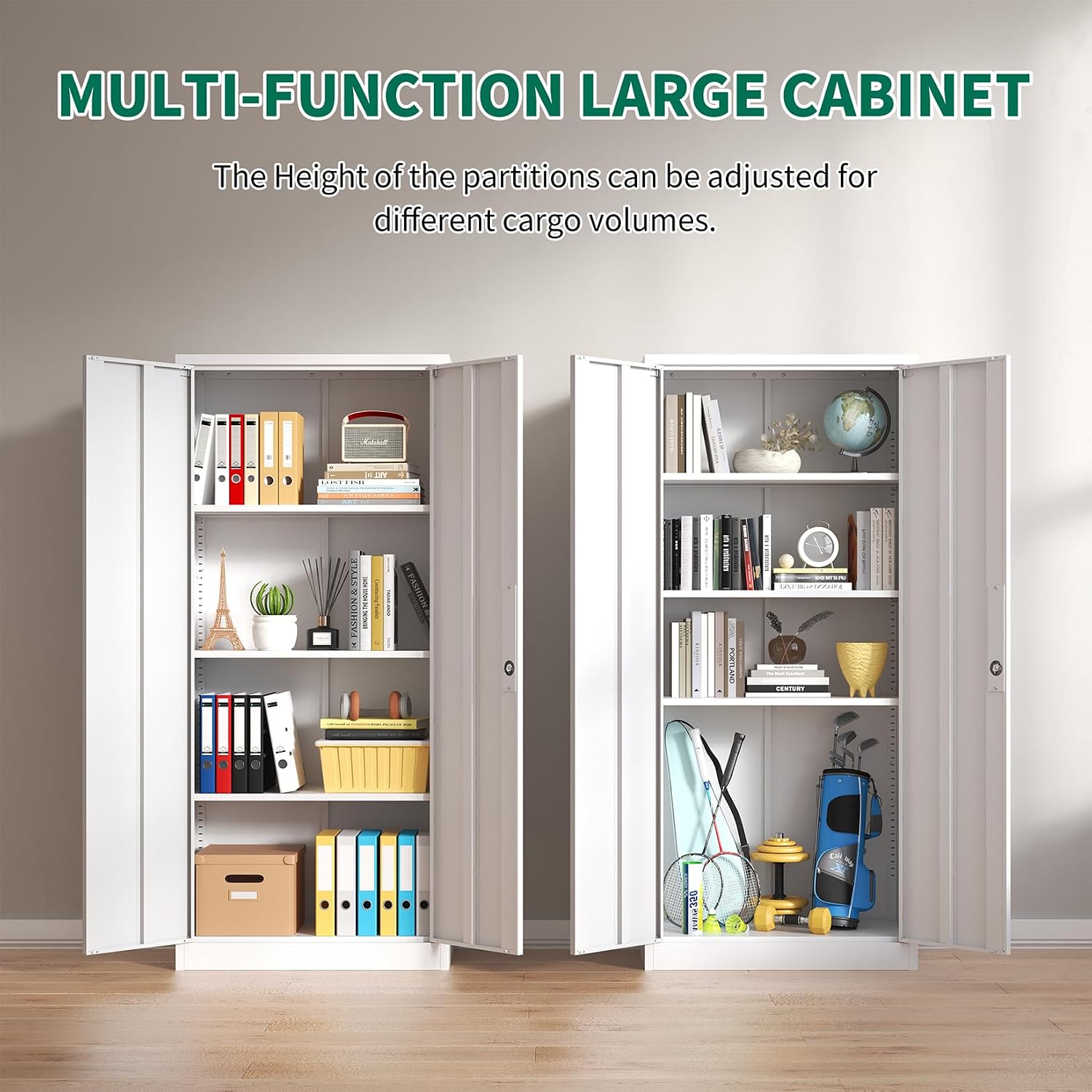 71" Tall Metal Storage Cabinet with Adjustable Shelves, Kitchen Pantry Storage Cabinet with 2 Doors, 31.5" W White Pantry Cabinet for Dining Room, Kitchen, Assembly Required, White