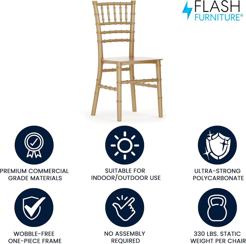 Flash Furniture Hercules Series Children's Resin Event Chair, Commercial/Residential All Occasion Chair, 330 lb. Static Weight Capacity, Gold