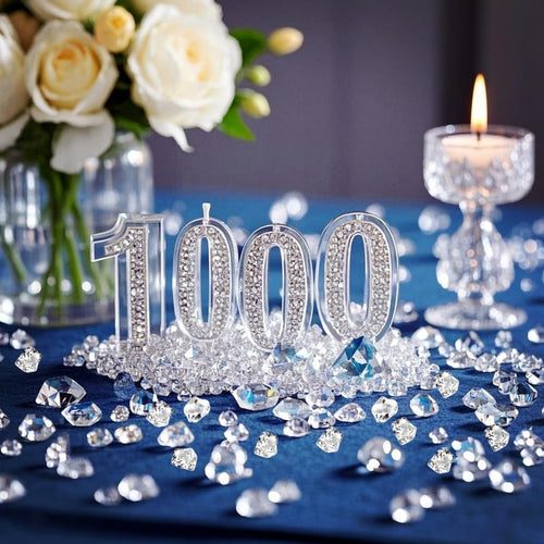 1000PCS Clear Acrylic Gem Stones - 2/4 Inch Fake Diamond Ice Cubes Crystals for Vase Fillers, Table Scatter, Birthday Party Favor, Wedding Decoration, Arts Crafts