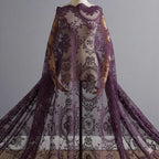 55 x 144 Inch Purple Lace Canopy Bed Curtains are Perfect for Twin Bed Canopy to Create Light Bedroom Decor, Gothic Bedroom Decor or Halloween Room Decorations. LEC Purple Canopy 144