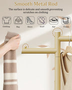 Modern Garment Rack,Z-Shaped Coat Stand with Rock Base,68.9in,Gold | Metal Coat Racks Freestanding with Natural Patterned Base,Easy to Clean Clothes Hangers for Home,Clothing Trees for Office