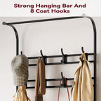 Alkmaar Entryway Bench with Coat Rack, Retro Brown, Made of Engineered Wood, 23.5" L x 11.8" W x 70.7" H