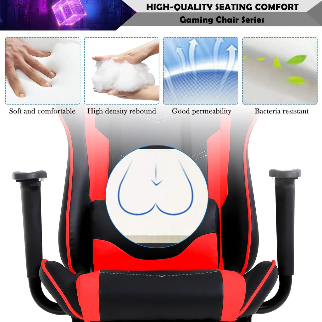 Gaming Chair Racing Style Office Computer Game Chair Ergonomic Desk Chair with Headrest Lumbar Support,High Back Gamer Office Chair Massage Recliner Video Game Chairs for Kids or Adults,Red