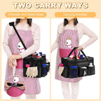 Extra Large Cleaning Caddy Bag with Built-In Support Board, Cleaning Tote Organizer with Removable Divider, Supply Carryall with Adjustable Shoulder Strap and Waist Belt for Cleaners & Housekeeper