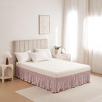 vctops Wrap Around Bed Skirt with 15 Inch Drop, Adjustable Elastic Dust Ruffled Bedding Skirt Fade Resistant Bedskirt, Easy to Install (Dusty Pink, Queen)
