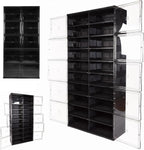 10 Tiers 40 Pairs Large Plastic Folding Shoe Cabinet with Doors Easy Assembly Shoe Shelves Organizer for Entryway Living Room