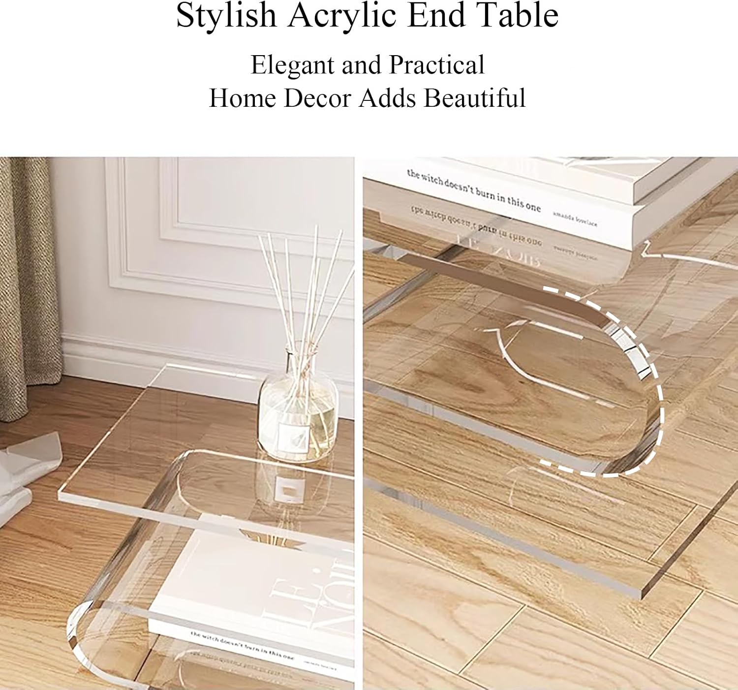 S-Shaped Acrylic Side Table with Magazine Bookshelf Modern Nightstand for Living Room Bedroom Study Office,Abstract,Home Decor,Sofa End Table,Couch,Accent Table(14.2″W×11.8″D×16.7″H, Blue)
