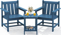SEWRWALL 3 Pieces Patio Bistro Set, All Weather Adirondack Chair Set with Side Table, HDPE Material Outdoor Patio Furniture Set for Balcony, Porch, Garden, Backyard- Navy