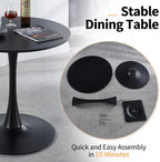 42 Inch Black Round Dining Table for 4-6 People,Mid-Century Black Tulip Table,Modern Kitchen Dining Table with MDF Table Top and Pedestal Base for Home and Kitchen