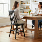 Black Dining Chair Set of 6, Windsor Wooden Dining Chairs Set of 6, Spindle Back Dining Chairs, Wood Dining Room Chair Spindle Side Country Farmhouse Chairs for Kitchen and Dining Room, Black