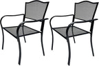 Outdoor Metal Patio Chairs Set of 2, Stackable Iron Mesh Dining Chairs with Armrests, All-Weather Bistro Chairs for Garden, Backyard, Porch, or Balcony