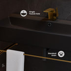 Carre 36" Ceramic Console Sink Matte Black Basin Brushed Gold Legs
