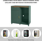 Bar Cabinet with Fridge Space&Fluted Door, Mini Fridge Cabinet with Wine Storage, Modern Sideboard Buffet Cabinet Coffee Station for Dining Room, Living Room, Kitchen, Green
