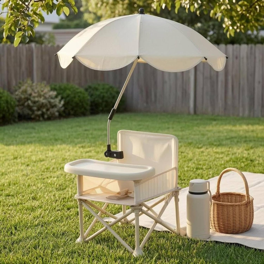 Gralara Portable Folding High Chair Detachable Canopy Folding Child Dining Chair Adjustable Pole Child Seating for Children, Outdoor, Indoor, Pink, Pink + Umbrella