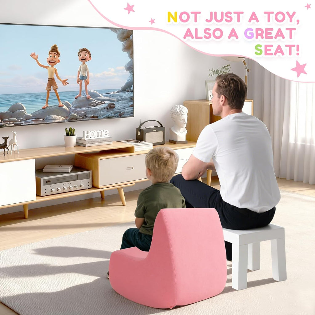 Toddler Chair, Comfy Kids Sofa Chair for Playroom, Supportive Toddler Couch for Girls with Washable Cover, Small Kids Furniture Sofa for Baby Gift (L-Shape-Pink)