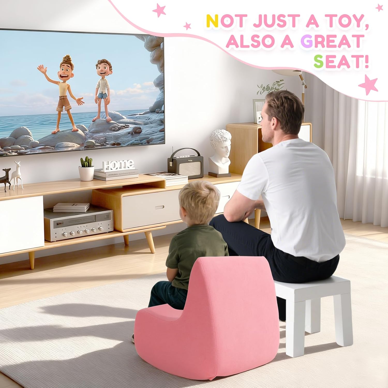 Toddler Chair, Comfy Kids Sofa Chair for Playroom, Supportive Toddler Couch for Girls with Washable Cover, Small Kids Furniture Sofa for Baby Gift (L-Shape-Pink)