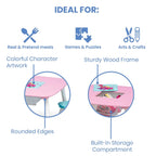 Delta Children Kids Table and Chair Set with Storage (2 Chairs Included), Trolls World Tour