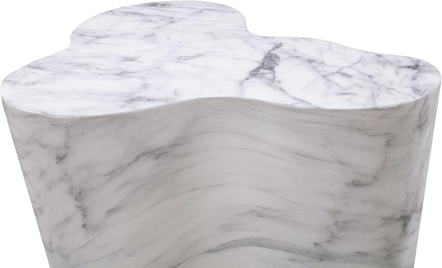 First of a Kind Tall Side Table in White Marble Concrete