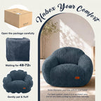 Bean Bag Chair with Armrests, Comfy Corduroy Bean Bag with Removable Cover, Handle for Adults, Oversized Floor Beanbag Couch for Living Room Bedroom Dorm (XL-Blue)