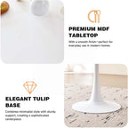 23.6" Round Dining Table for 2-4 Modern Circle Tulip Table with Metal Tulip Pedestal Base for Kitchen Dining Living Room Apartment Small Space Cafe, White
