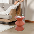 17.7 inch Modern Round Side Table Creative Round End Table, Pedestal Circle Accent Tables Geometric Coffee Table Hourglass Shaped Sofa Stool for Living Room Bedroom Office Apartment Yards, Orange