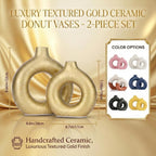 Gold Vase Decor Donut Vase Set of 2 - Circle Hollow Vases, Modern Matte Ceramic Vases for Entryway Living Room Bedroom Dining Table Centerpiece Office Home Decor